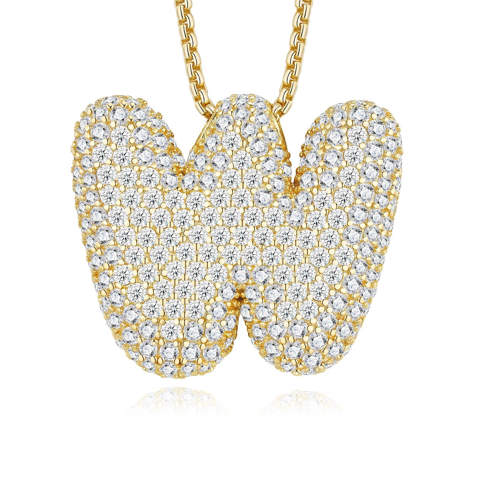 Collier Initial en Lettres Bulle Plaqué Or S925 17,7g pour Femme, Pendentif Moissanite D Couleur VVS1 avec Certificat GRA, Coffret Cadeau Bijoux Massifs A-Z - IVOIRART.COM