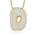 Collier initial en lettres bulles plaqué or S925 13,24 g avec pendentif moissanite D VVS1 certifié GRA, coffret cadeau personnalisé A - Z - IVOIRART.COM