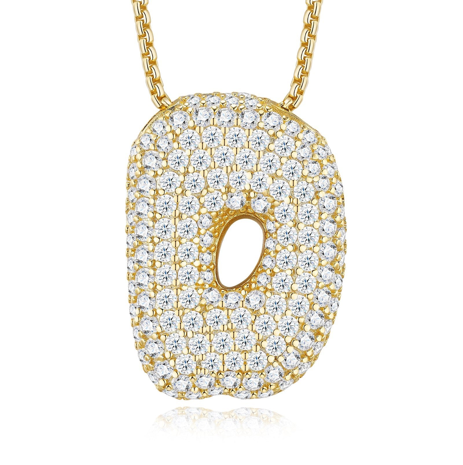 Collier initial en lettres bulles plaqué or S925 13,24 g avec pendentif moissanite D VVS1 certifié GRA, coffret cadeau personnalisé A - Z - IVOIRART.COM