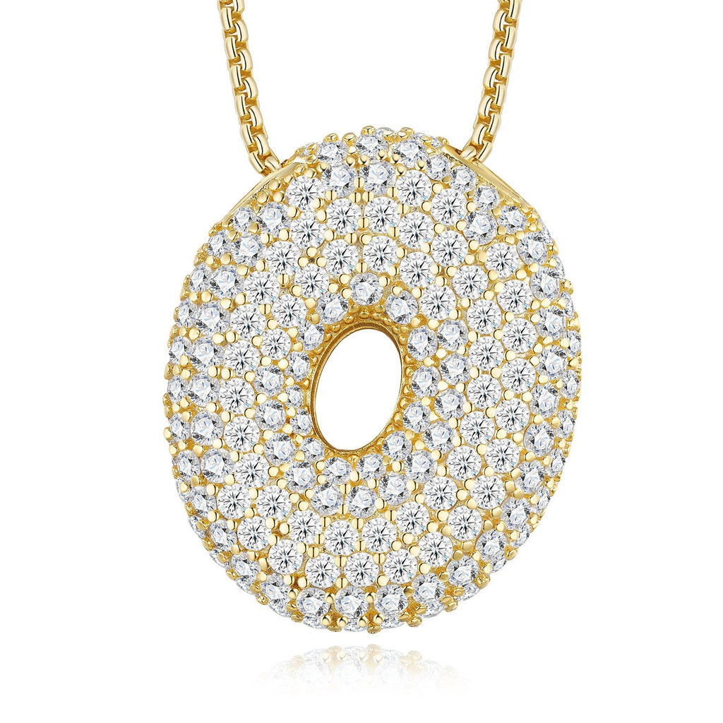 Collier Initiale en Argent Sterling S925 Plaqué Or 13,49g Moissanite VVS1 D avec Certificat GRA - IVOIRART.COM