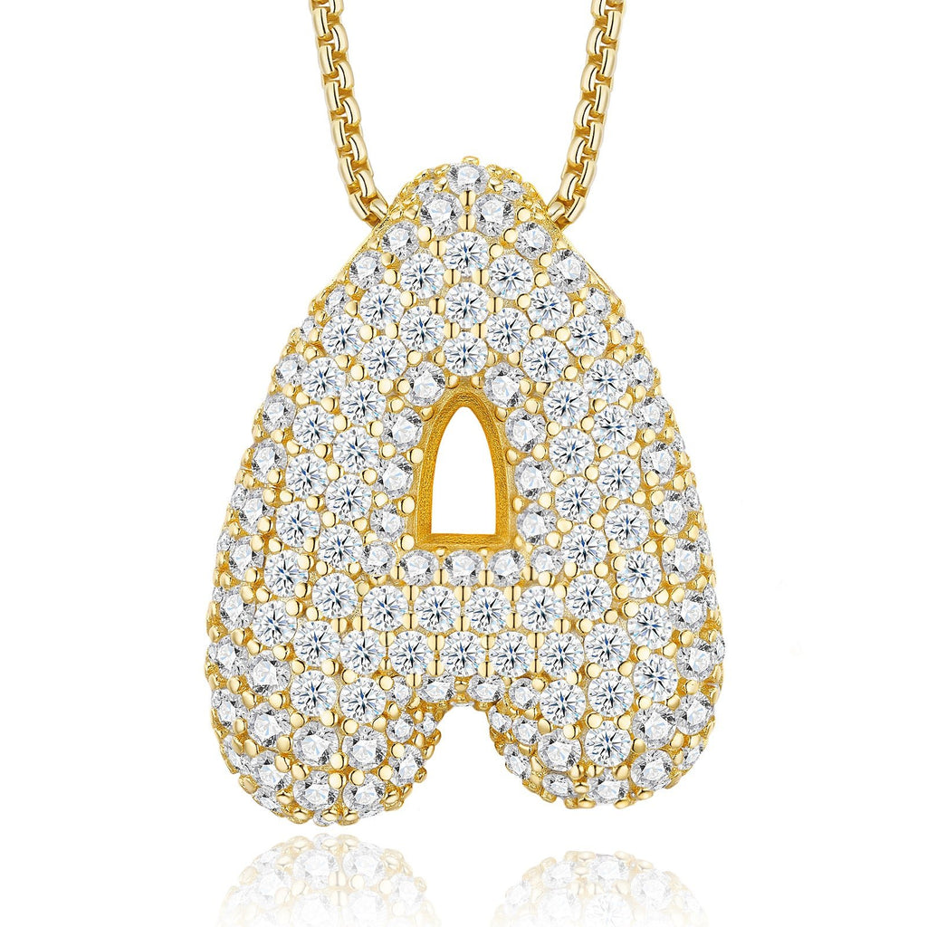 Collier Initiale en Argent Sterling S925 Plaqué Or avec Moissanite VVS1 D - IVOIRART.COM