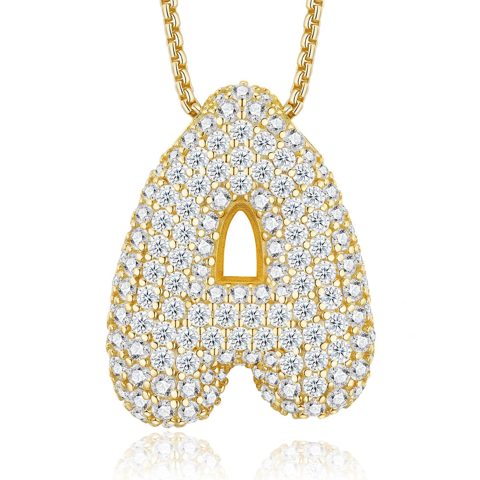 Collier Initiale en Argent Sterling S925 Plaqué Or avec Moissanite VVS1 D - IVOIRART.COM