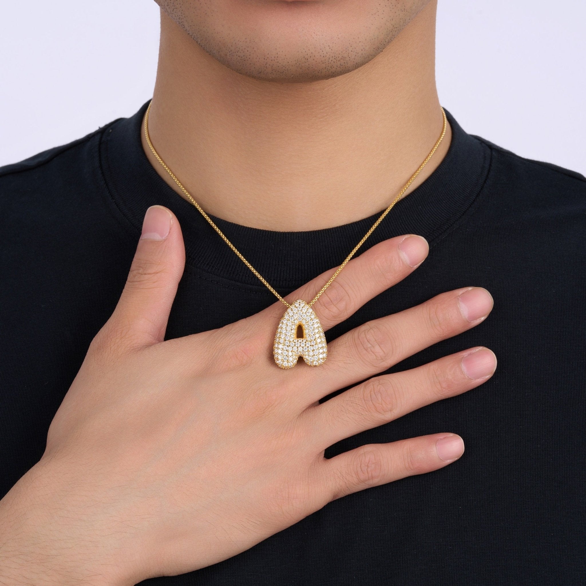 Collier Initiale en Argent Sterling S925 Plaqué Or avec Moissanite VVS1 D - IVOIRART.COM
