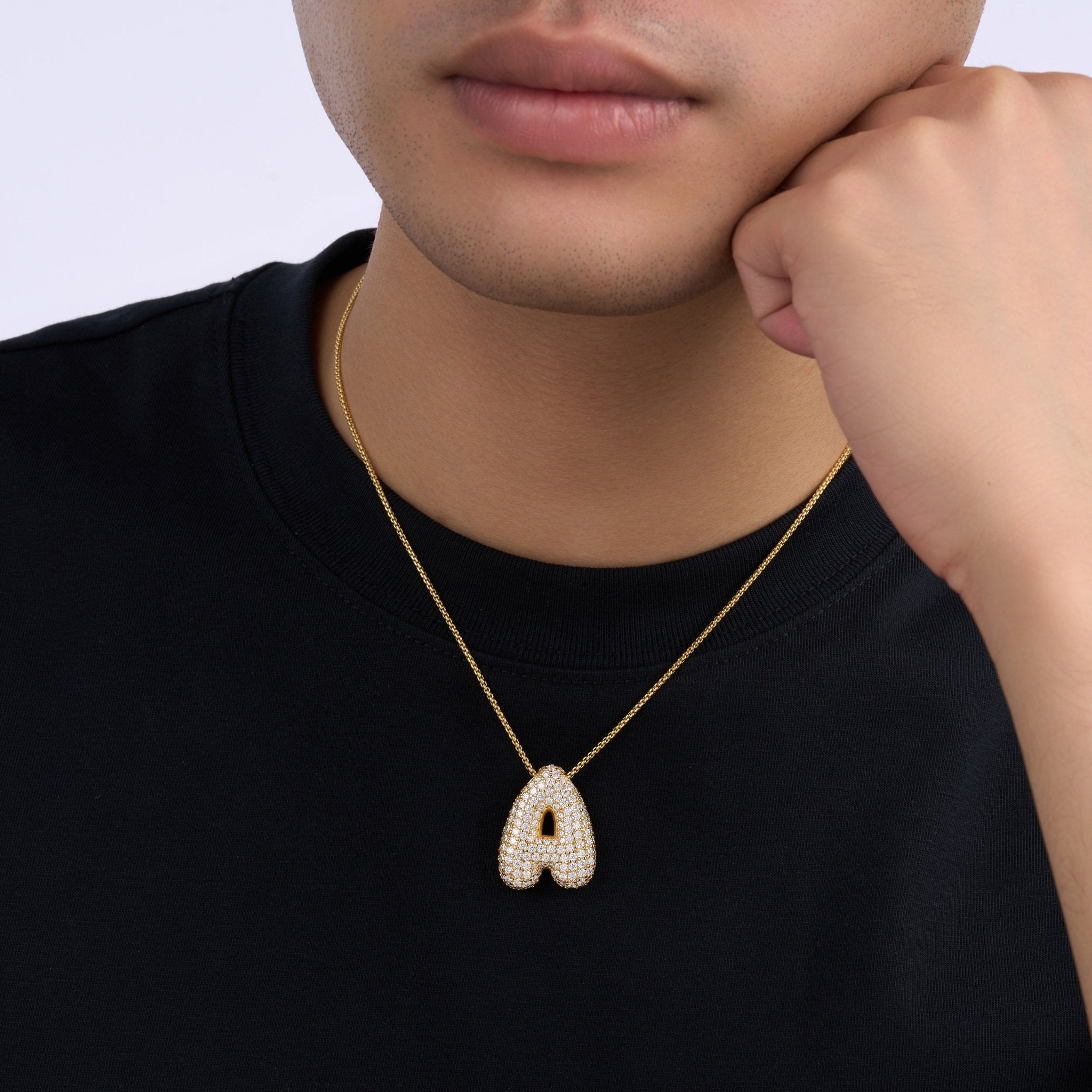 Collier Initiale en Argent Sterling S925 Plaqué Or avec Moissanite VVS1 D - IVOIRART.COM