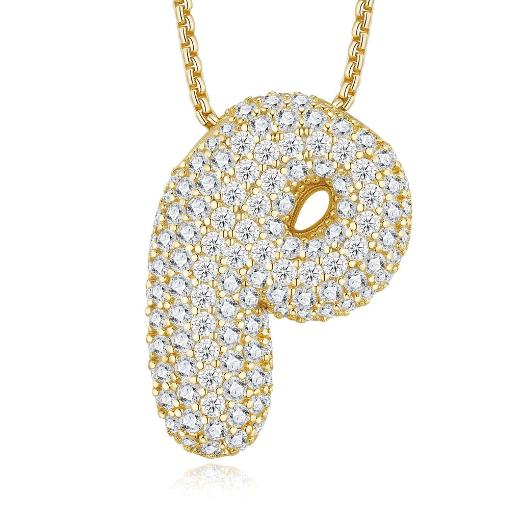 Collier Initiale en Lettres Bulle Plaqué Or S925 12,66g pour Femmes, Pendentif Moissanite VVS1 Couleur D avec Certificat GRA, Coffret Cadeau Bijoux Solide A - Z - IVOIRART.COM