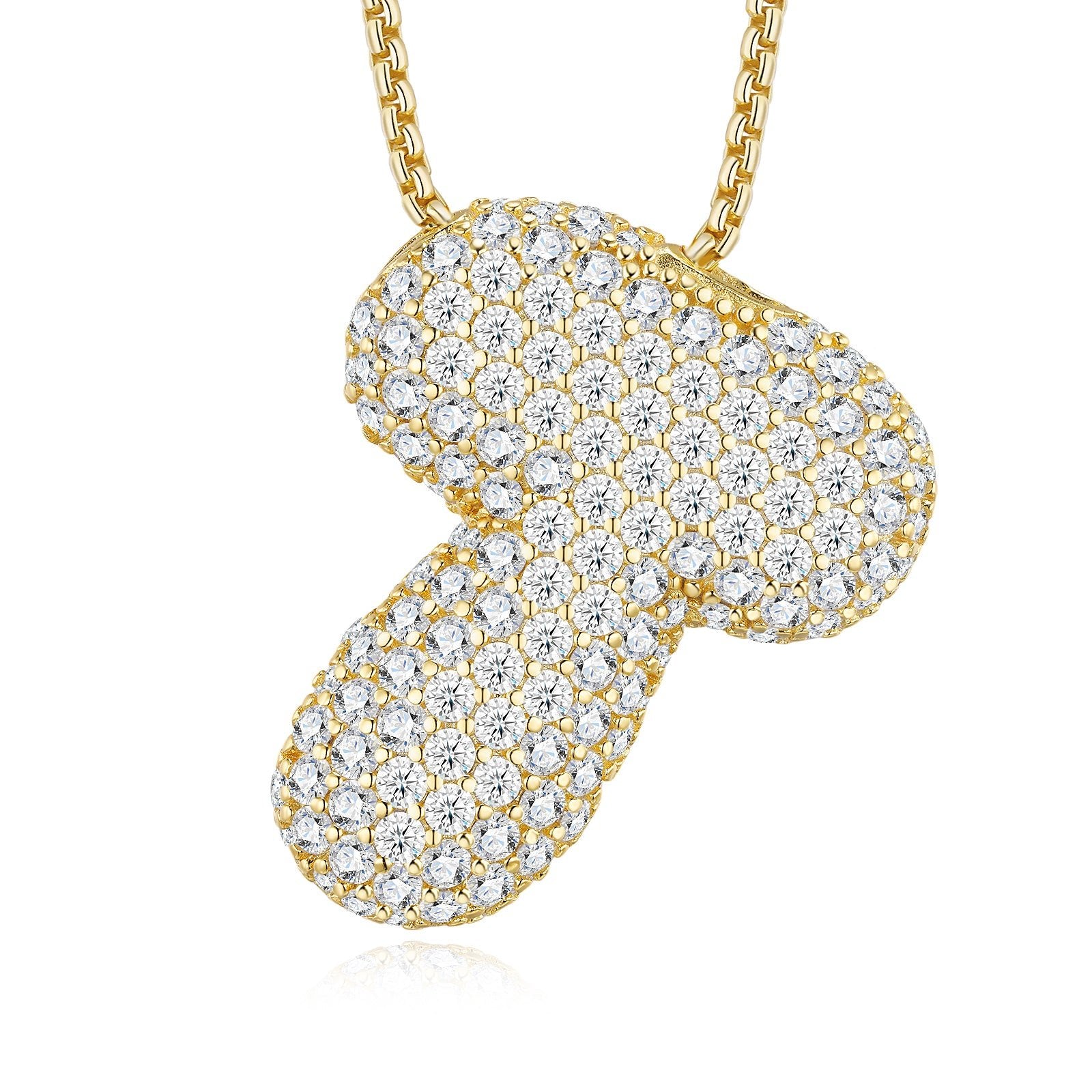Collier Initiale en Lettres Bulles Plaqué Or S925 12,54g avec Moissanite VVS1 Couleur D, Certificat GRA, Coffret Cadeau Luxe A-Z - IVOIRART.COM
