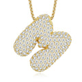 Collier Initiale Lettre Bubble en Argent Massif 12,72g Plaqué Or S925 avec Pendentif Moissanite VVS1 Couleur D, Certificat GRA, Coffret Cadeau Personnalisé A - Z - IVOIRART.COM