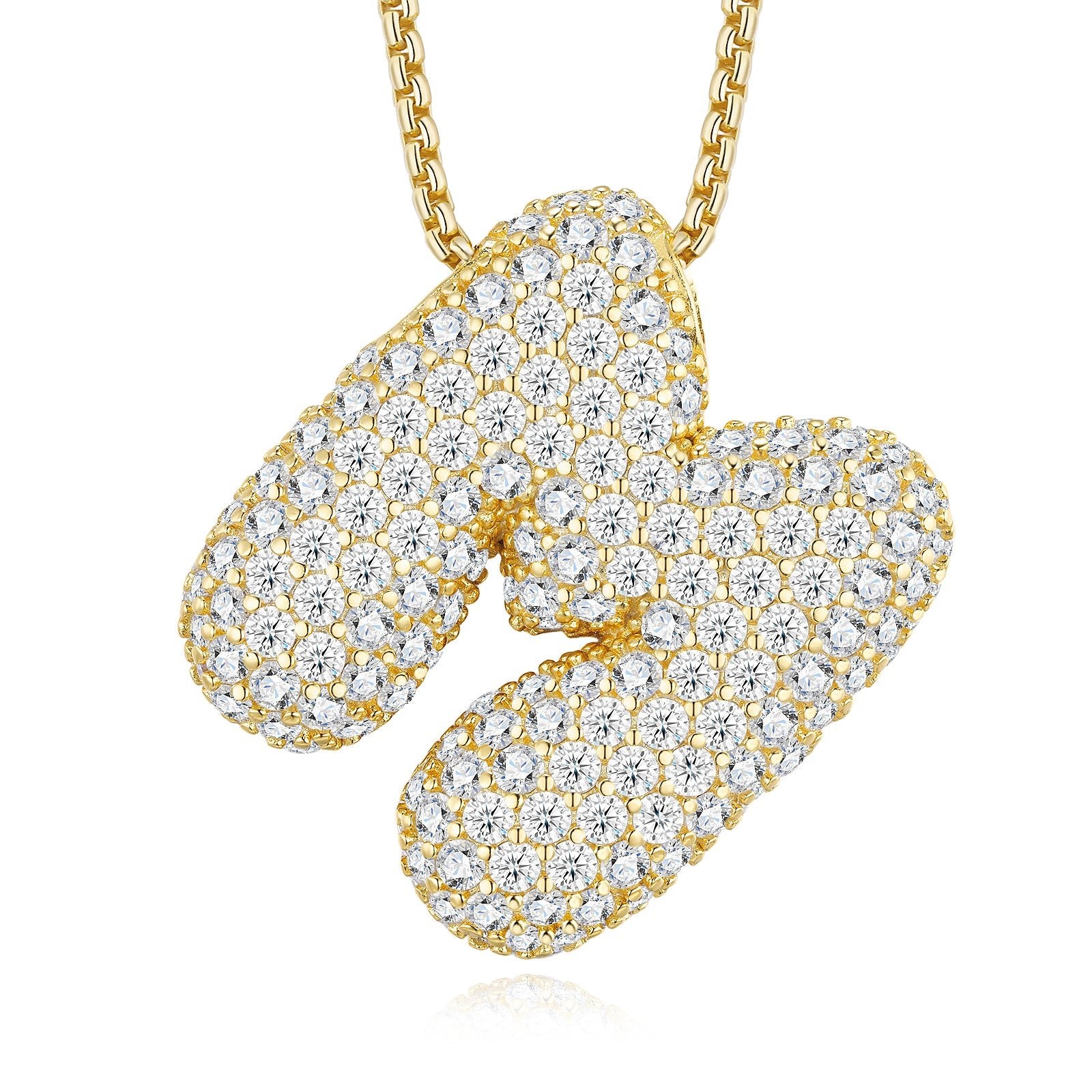 Collier Initiale Lettre Bubble en Argent Massif 12,72g Plaqué Or S925 avec Pendentif Moissanite VVS1 Couleur D, Certificat GRA, Coffret Cadeau Personnalisé A - Z - IVOIRART.COM