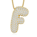 Collier Initiale Lettre Bubble Plaqué Or S925 12,23g Avec Pendentif Moissanite D Couleur VVS1 Certificat GRA, Bijou Personnalisé A-Z - IVOIRART.COM