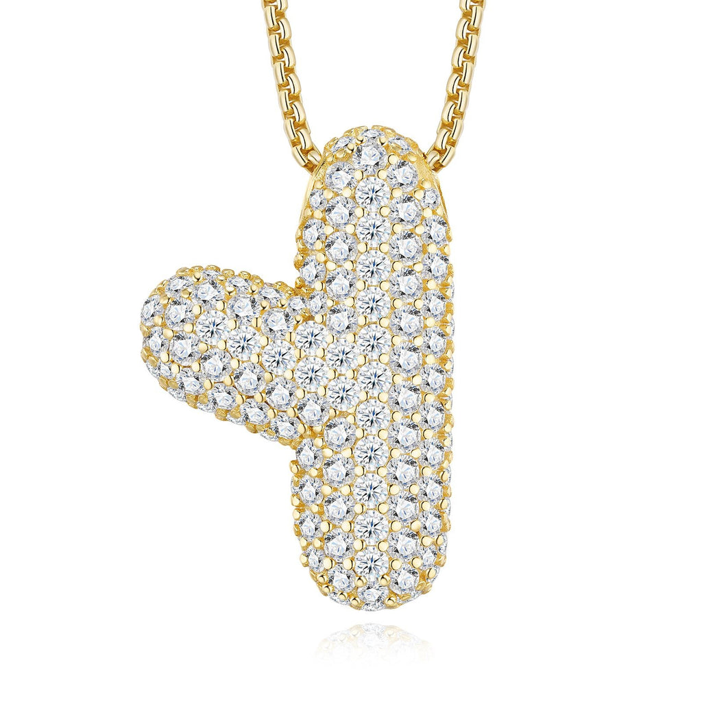 Collier Initiale Plaqué Or en Argent Sterling S925 11,25g pour Femme, Pendentif Lettre Bulle Moissanite D Couleur VVS1, Bijoux Massifs Pave avec Certificat GRA, Cadeau Anniversaire Personnalisé G - IVOIRART.COM