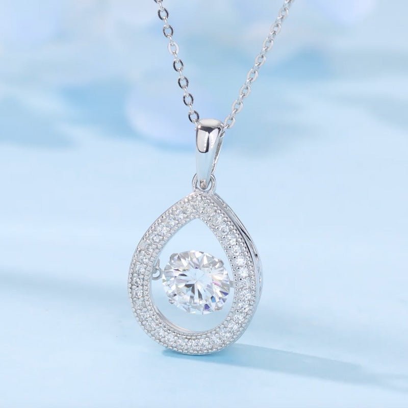 Collier Larme en Moissanite 1 Carat D VVS1 Argent S925 Plaqué Platine 45cm - IVOIRART.COM