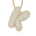Collier Lettre Initiale en Bulles Plaqué Or S925 13,06g avec Pendentif Moissanite D Couleur VVS1 et Certificat GRA, Coffret Cadeau Bijoux Lourd A - Z - IVOIRART.COM
