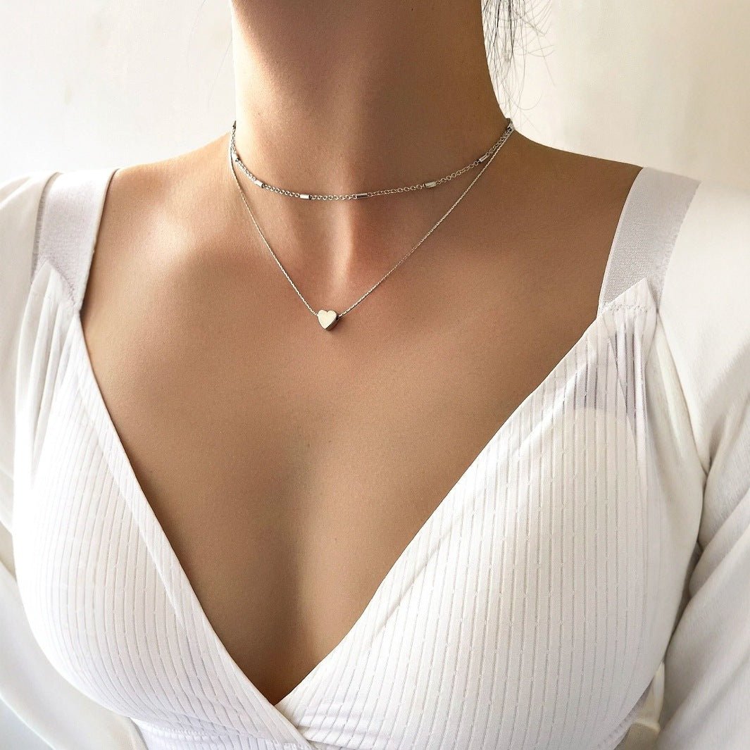 Collier Minimaliste Européen et Américain Double - couche pour Clavicule Argenté - IVOIRART.COM