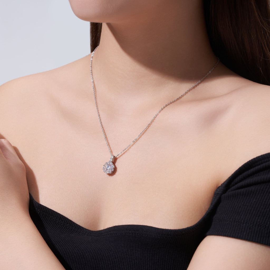 Collier Moissanite 1ct Couleur D VVS1 Argent Sterling S925 Plaqué Platine 40 cm - IVOIRART.COM