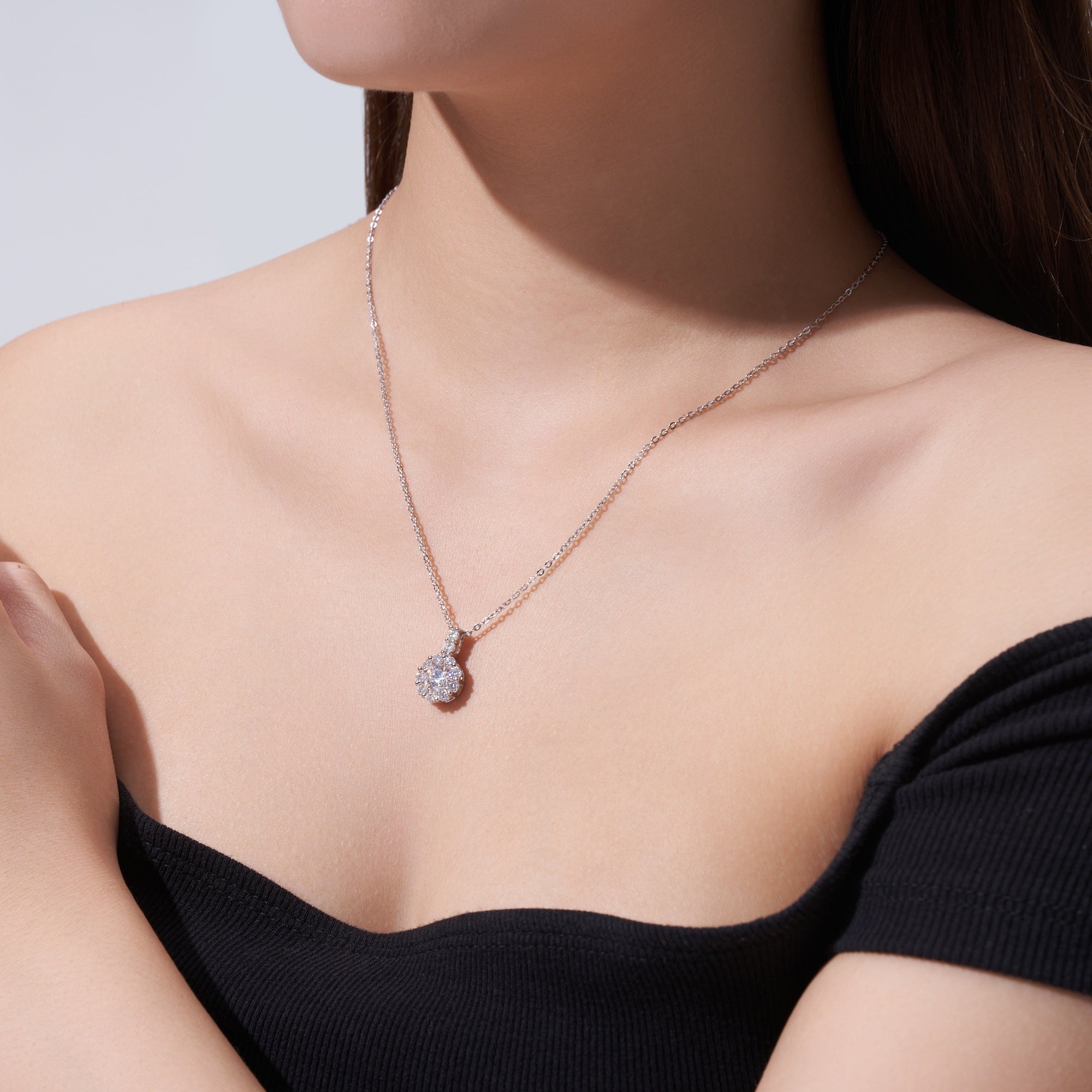 Collier Moissanite 1ct Couleur D VVS1 Argent Sterling S925 Plaqué Platine 40 cm - IVOIRART.COM