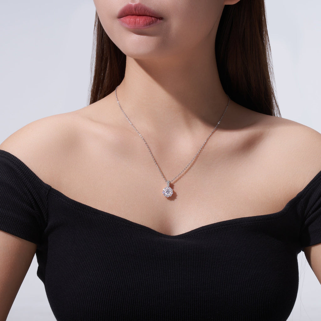 Collier Moissanite 1ct Couleur D VVS1 Argent Sterling S925 Plaqué Platine 40 cm - IVOIRART.COM