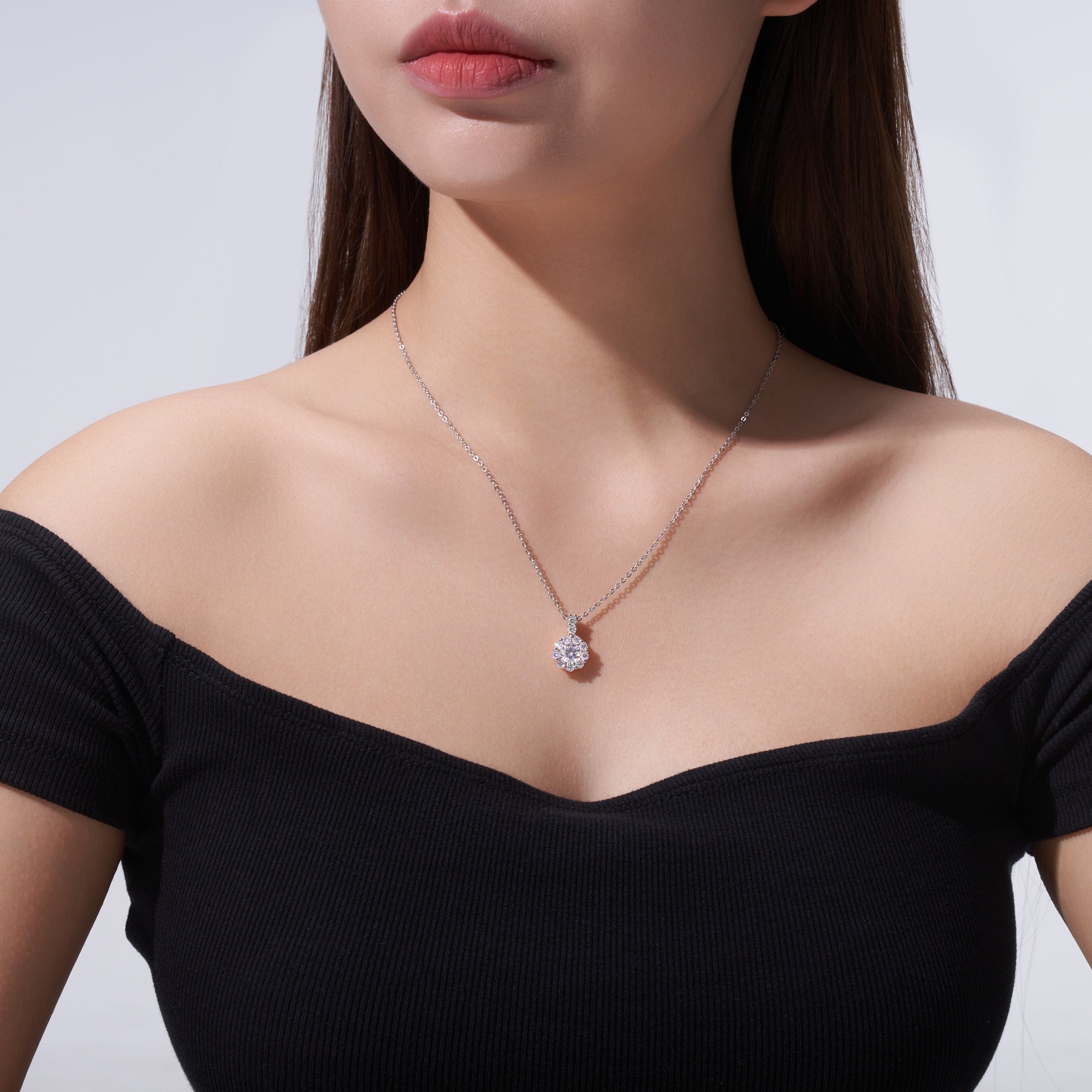 Collier Moissanite 1ct Couleur D VVS1 Argent Sterling S925 Plaqué Platine 40 cm - IVOIRART.COM