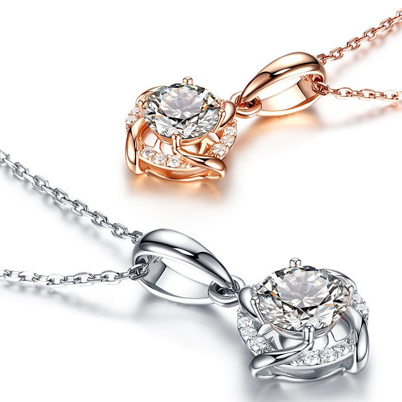 Collier Moissanite 1ct D-VVS1 S925 Argent Sterling Plaqué Platine 40/45cm GRABox - IVOIRART.COM