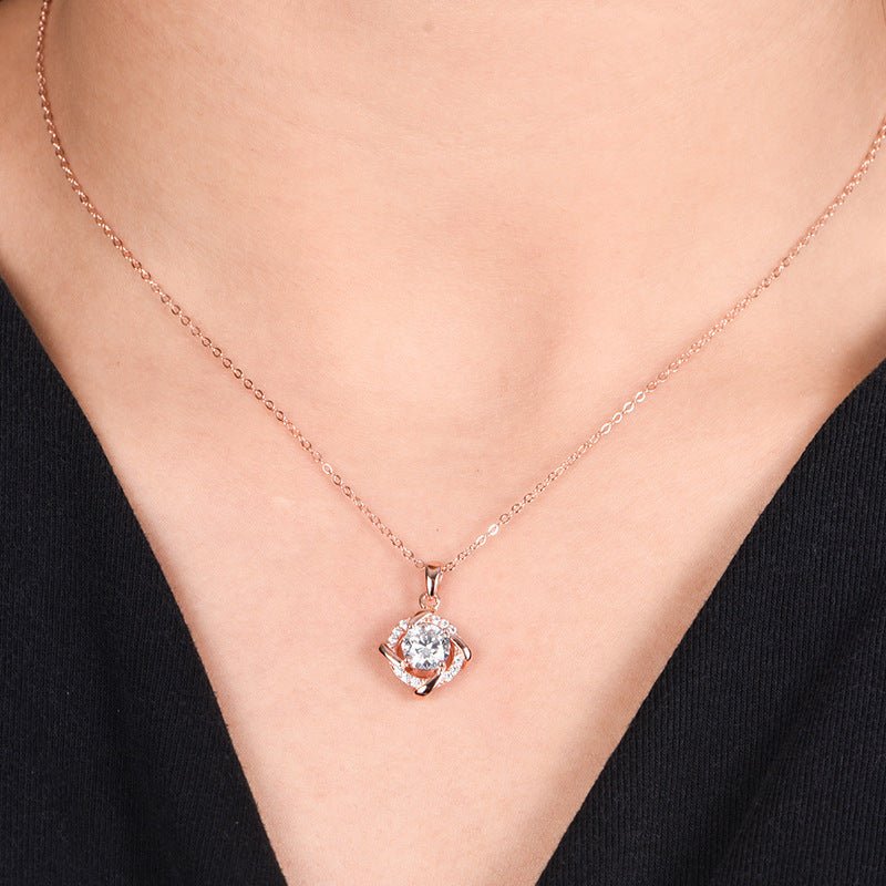 Collier Moissanite 1ct D-VVS1 S925 Argent Sterling Plaqué Platine 40/45cm GRABox - IVOIRART.COM