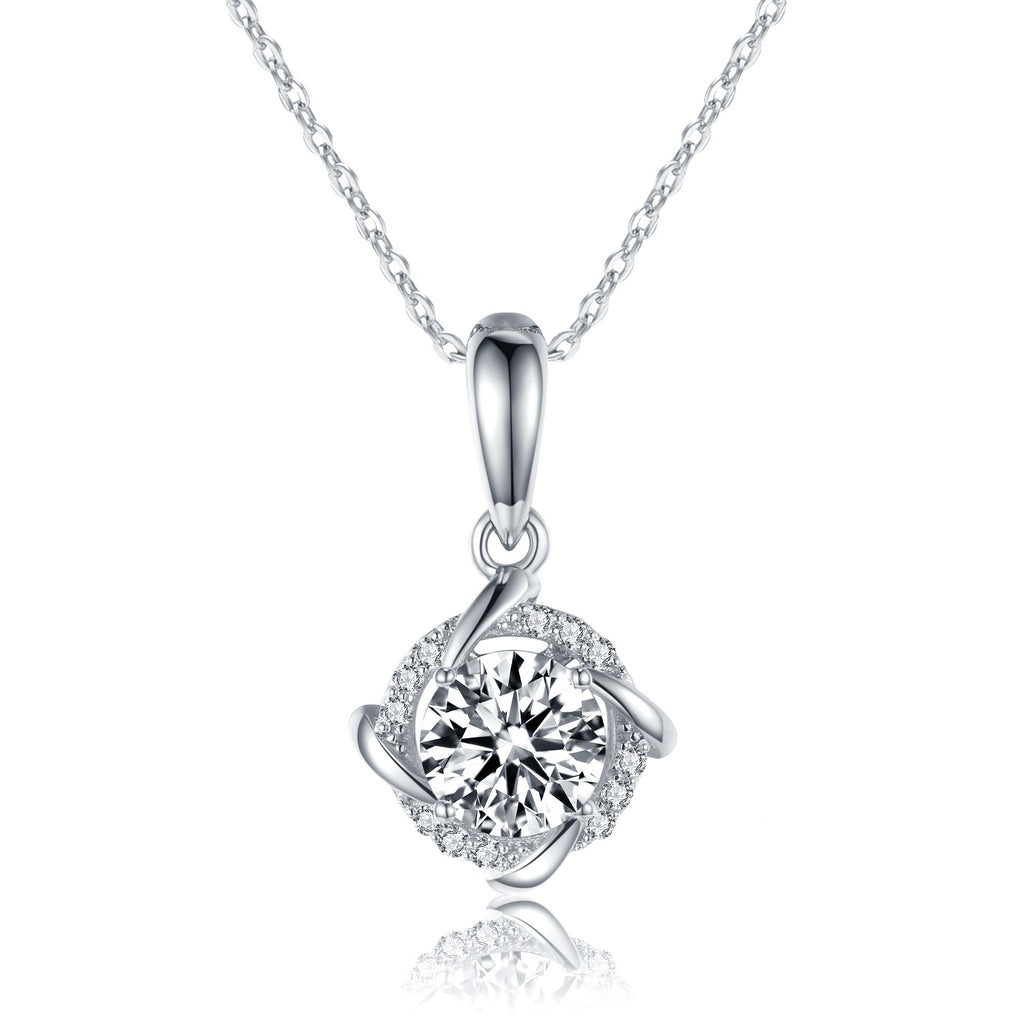 Collier Moissanite 1ct D-VVS1 S925 Argent Sterling Plaqué Platine 40/45cm GRABox - IVOIRART.COM