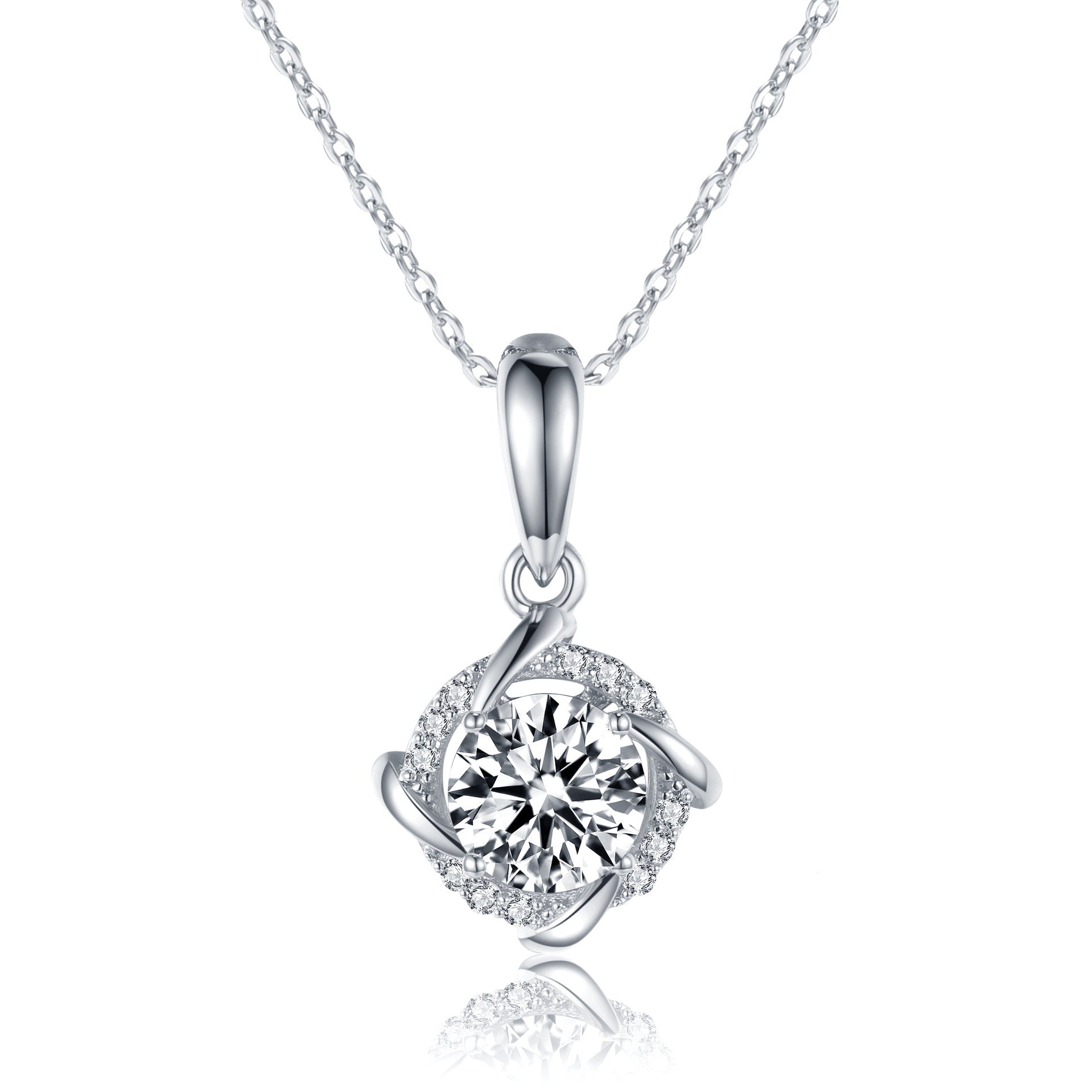 Collier Moissanite 1ct D-VVS1 S925 Argent Sterling Plaqué Platine 40/45cm GRABox - IVOIRART.COM