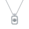 Collier Moissanite Rectangle 0,5 ct en Argent Sterling S925, 45 cm, Plaqué Platine, Bordure Pavée, Certifié GRA, Coffret Cadeau - IVOIRART.COM