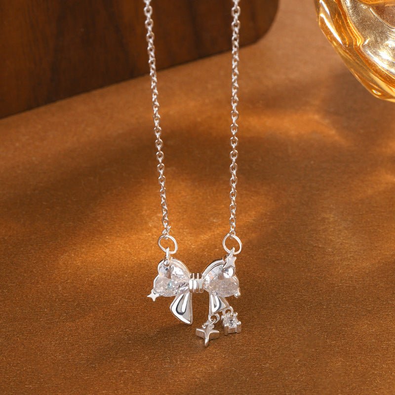 Collier Nœud en Argent Sterling S999 pour Femme, Chaîne Clavicule Minimaliste Luxe, Bijou Élégant Tendance 2026 - IVOIRART.COM
