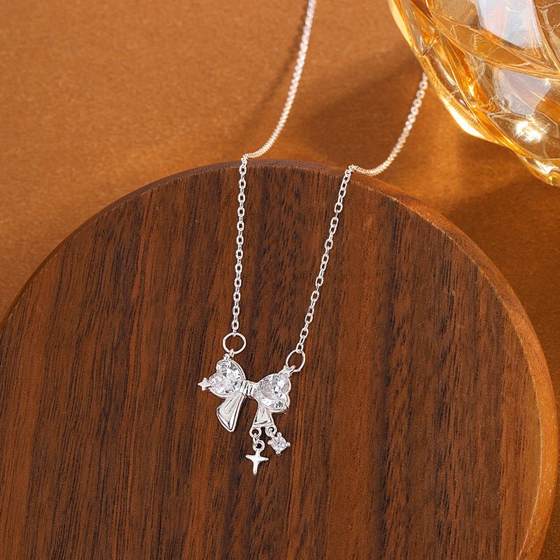Collier Nœud en Argent Sterling S999 pour Femme, Chaîne Clavicule Minimaliste Luxe, Bijou Élégant Tendance 2026 - IVOIRART.COM