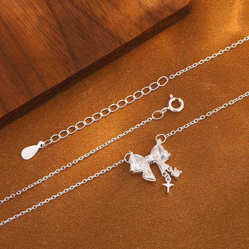Collier Nœud en Argent Sterling S999 pour Femme, Chaîne Clavicule Minimaliste Luxe, Bijou Élégant Tendance 2026 - IVOIRART.COM