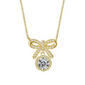 Collier Nœud Papillon Moissanite 1ct D VVS1 Argent Sterling S925 Plaqué Or Platine 45cm + Coffret Certifié GRA - IVOIRART.COM
