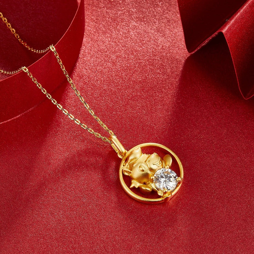 Collier Ox S925 Argent Plaqué Or 1ct Moissanite D Couleur VVS1 Cadeau - IVOIRART.COM