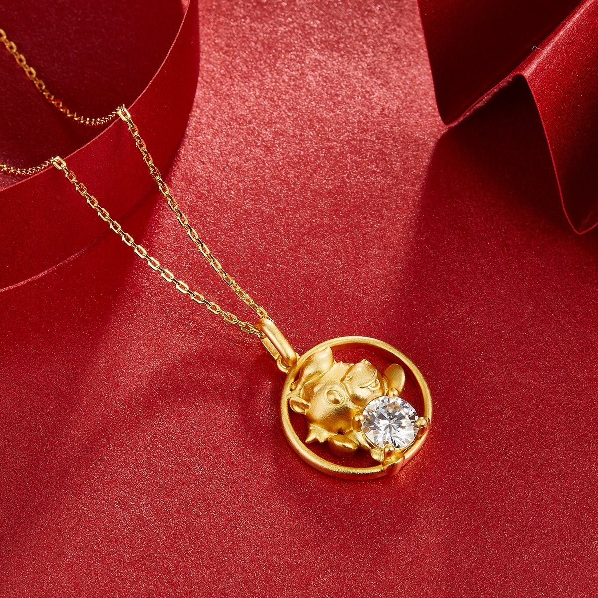 Collier Ox S925 Argent Plaqué Or 1ct Moissanite D Couleur VVS1 Cadeau - IVOIRART.COM