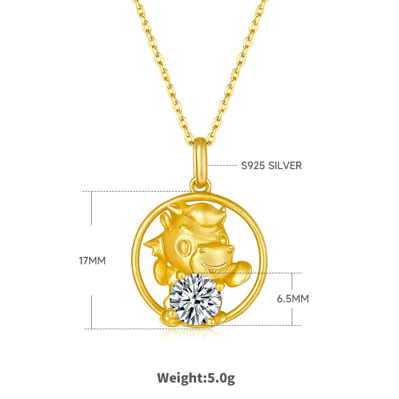 Collier Ox S925 Argent Plaqué Or 1ct Moissanite D Couleur VVS1 Cadeau - IVOIRART.COM