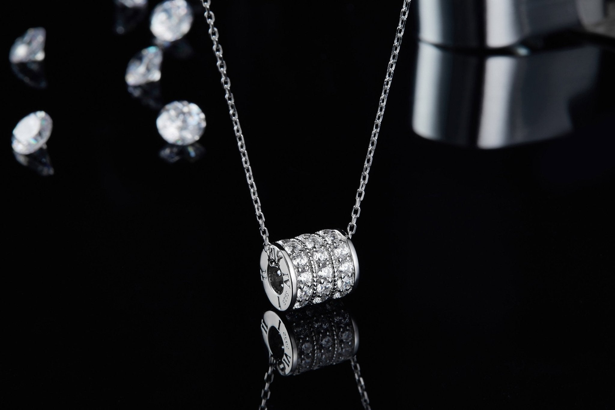 Collier pendentif baril S925 argent sterling 36 moissanites D-VVS1 plaqué platine - IVOIRART.COM