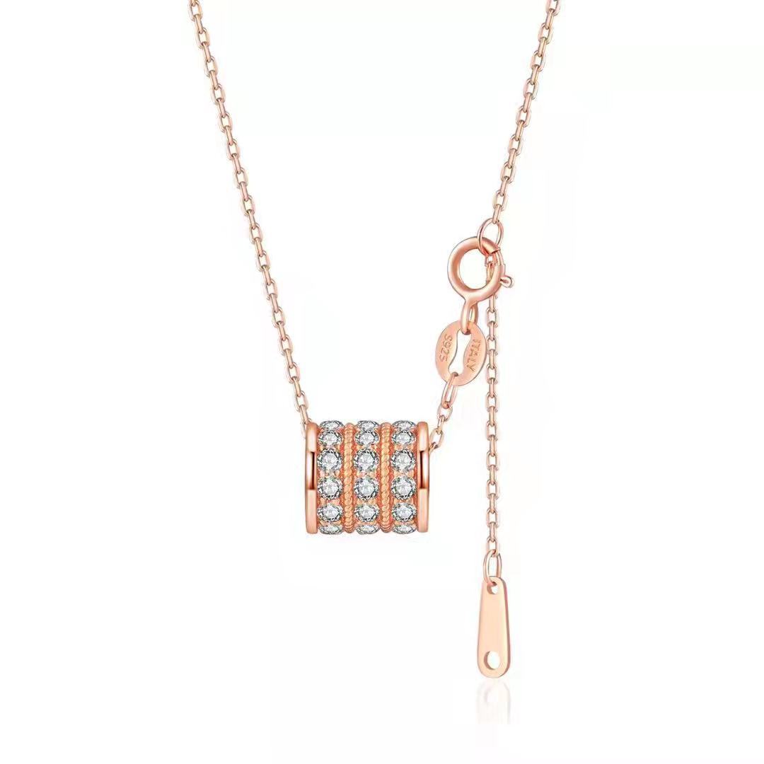 Collier pendentif baril S925 argent sterling 36 moissanites D-VVS1 plaqué platine - IVOIRART.COM