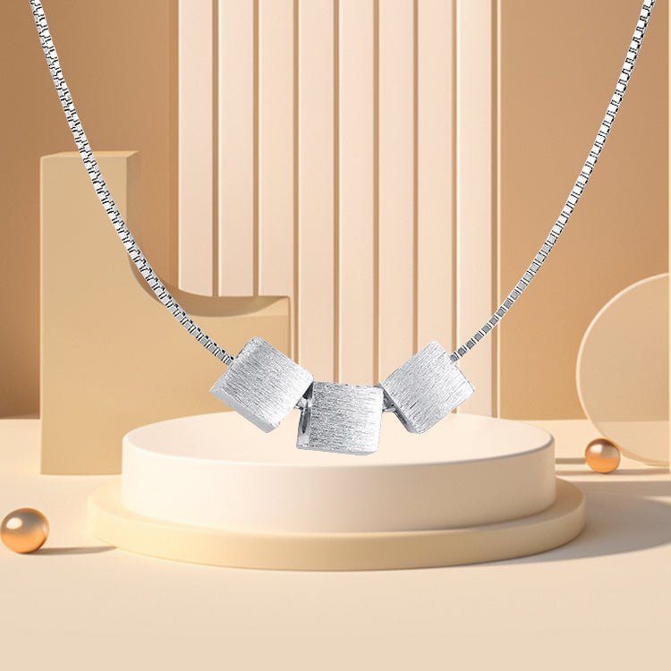 Collier pendentif cube en argent sterling 999, style minimaliste chic, quotidien et bureau - IVOIRART.COM
