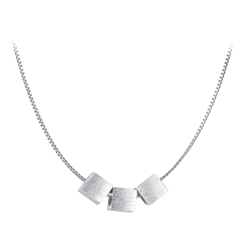 Collier pendentif cube en argent sterling 999, style minimaliste chic, quotidien et bureau - IVOIRART.COM