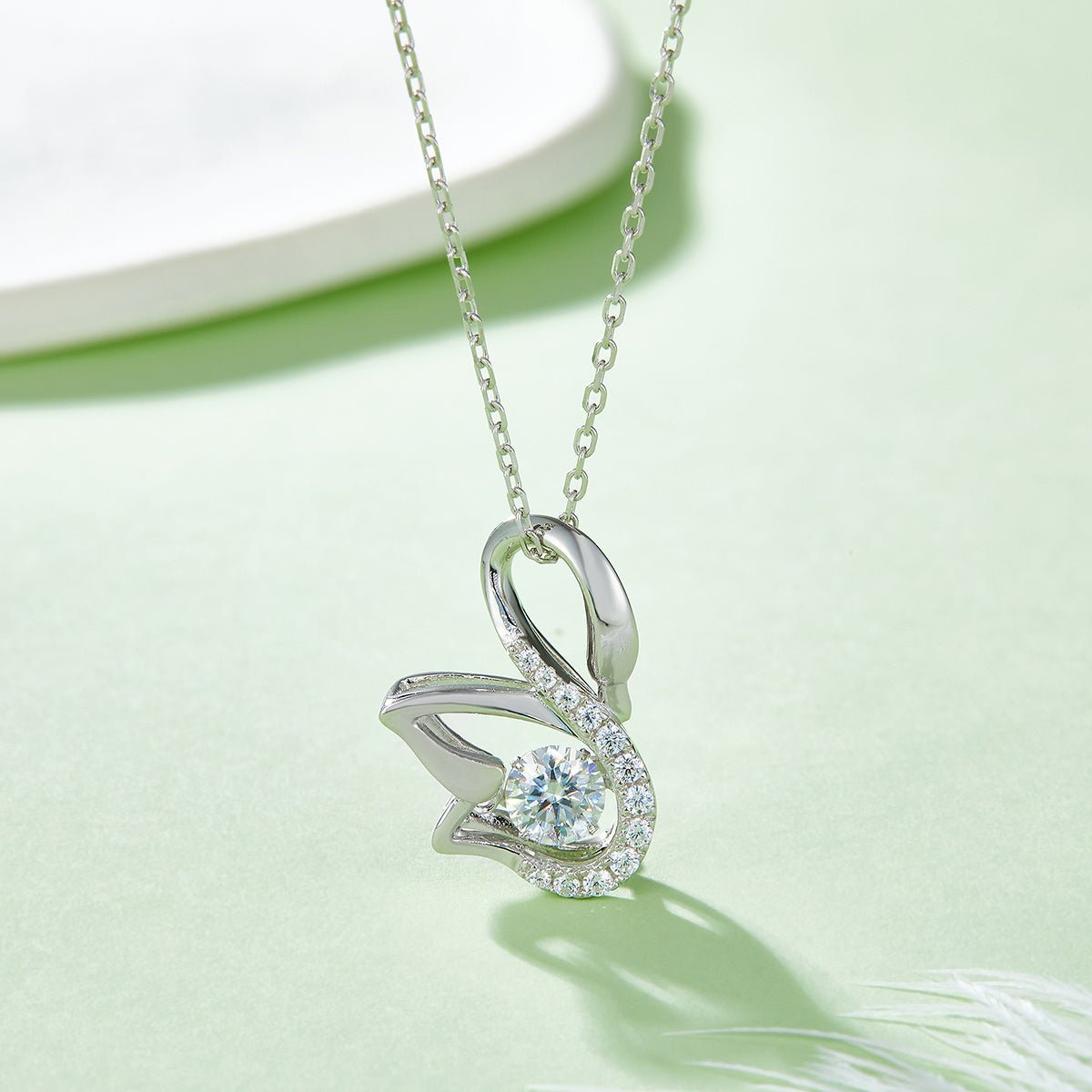 Collier Pendentif Cygne Moissanite 0,5 ct Couleur D VVS1 Argent Sterling S925 - IVOIRART.COM