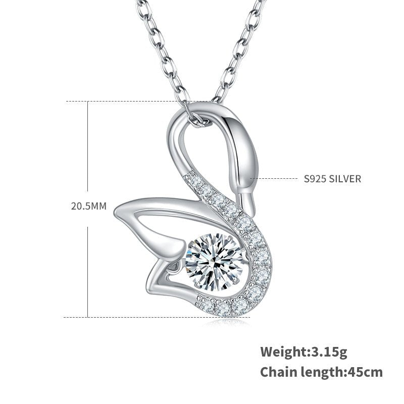 Collier Pendentif Cygne Moissanite 0,5 ct Couleur D VVS1 Argent Sterling S925 - IVOIRART.COM
