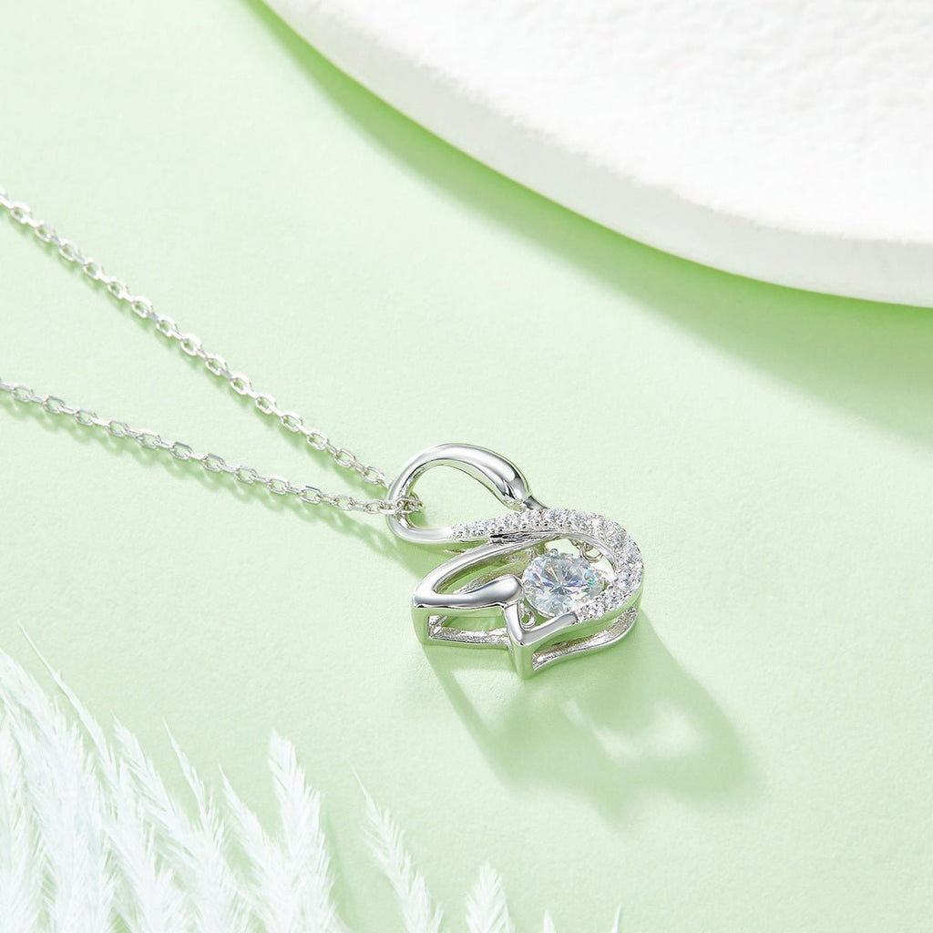 Collier Pendentif Cygne Moissanite 0,5 ct Couleur D VVS1 Argent Sterling S925 - IVOIRART.COM