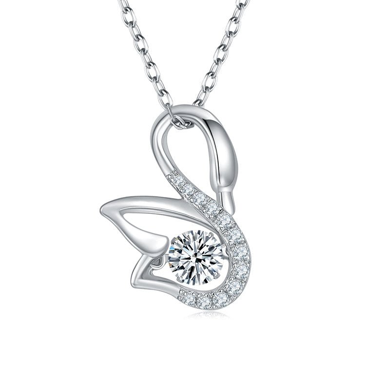 Collier Pendentif Cygne Moissanite 0,5 ct Couleur D VVS1 Argent Sterling S925 - IVOIRART.COM