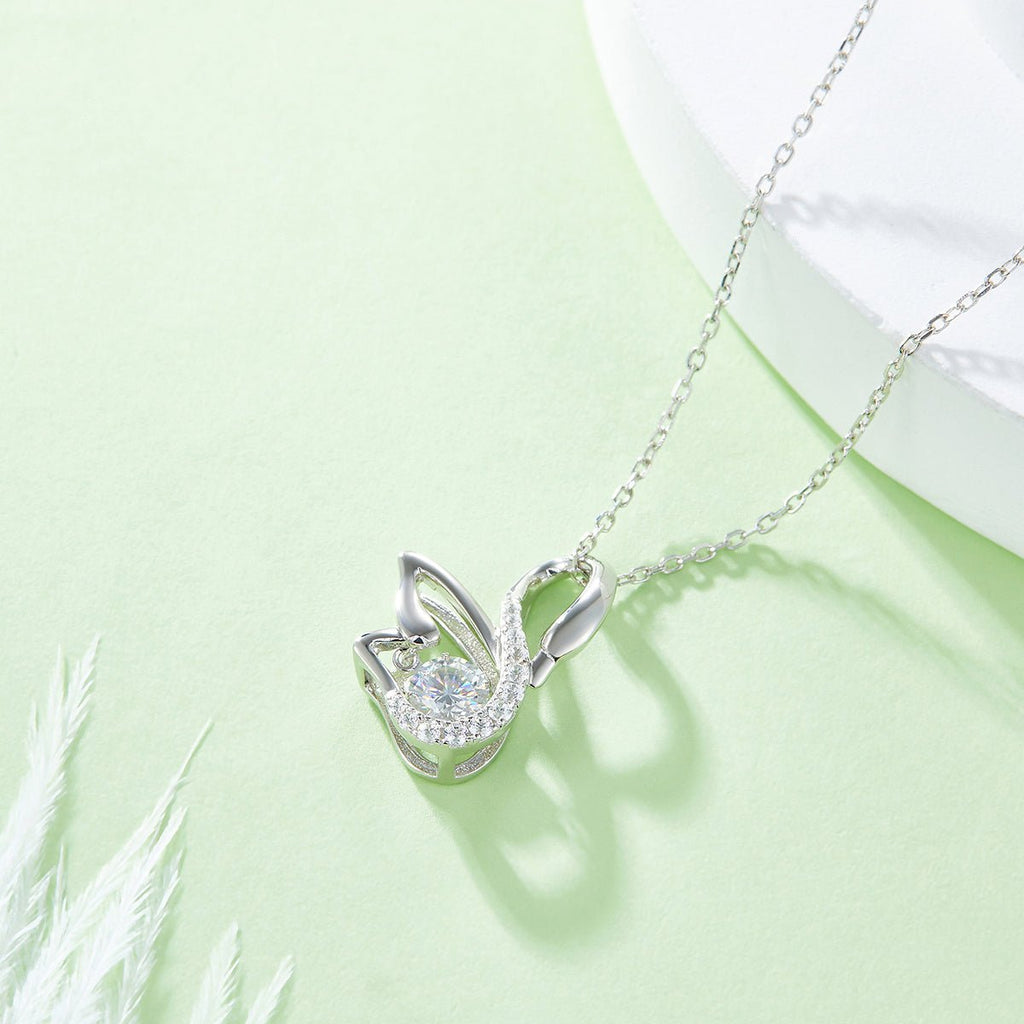 Collier Pendentif Cygne Moissanite 0,5 ct Couleur D VVS1 Argent Sterling S925 - IVOIRART.COM