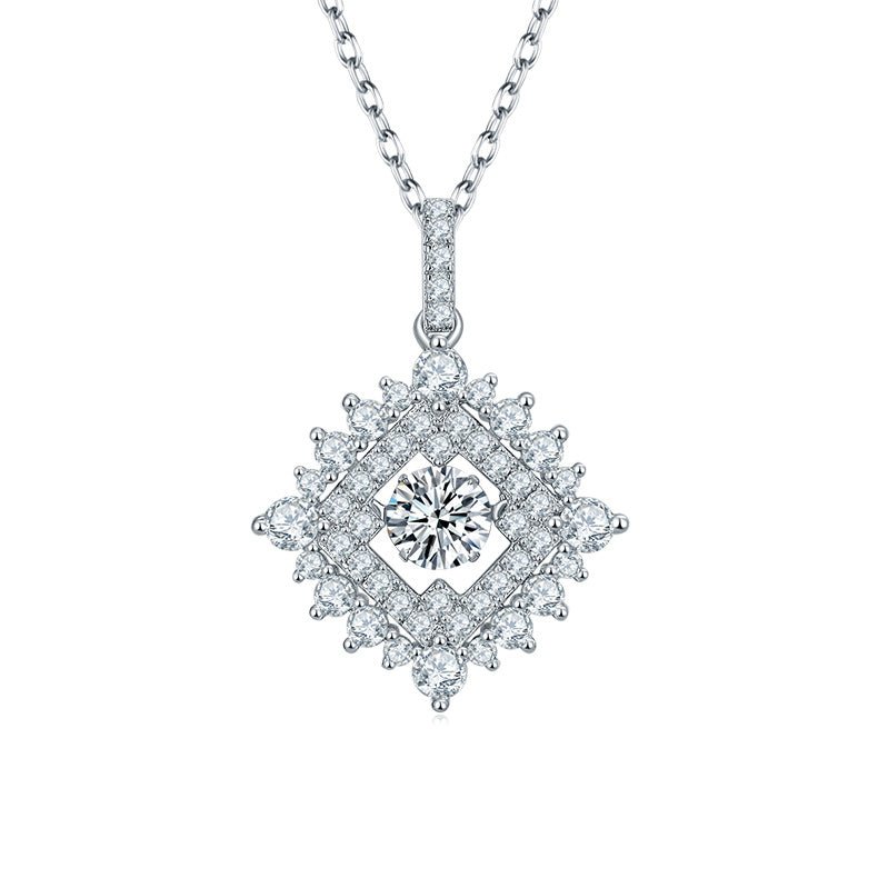 Collier Pendentif Diamant Géométrique en Moissanite 0,5ct D VVS1 Argent S925 - IVOIRART.COM