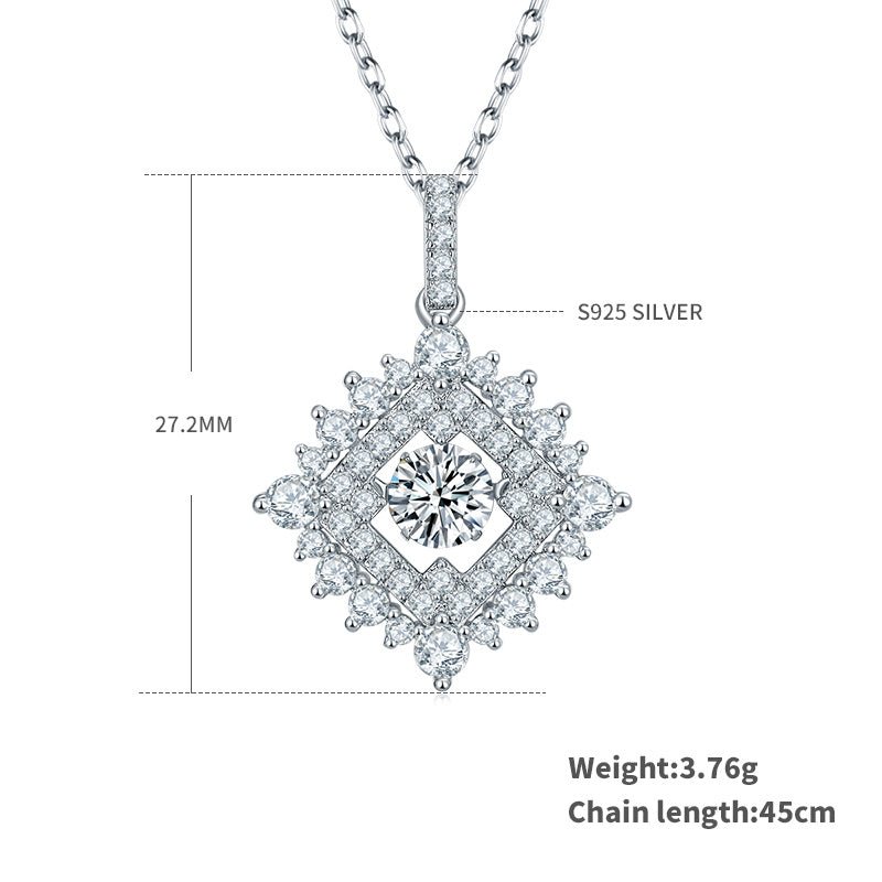 Collier Pendentif Diamant Géométrique en Moissanite 0,5ct D VVS1 Argent S925 - IVOIRART.COM