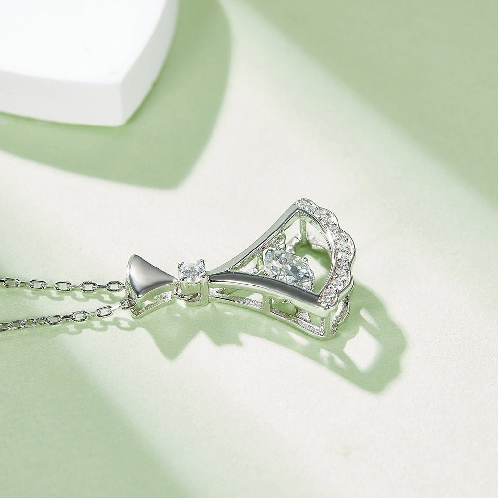 Collier pendentif éventail en argent sterling S925 0,5 ct Moissanite D VVS1, plaqué platine, chaîne 45 cm, boîte cadeau certifiée GRA - IVOIRART.COM