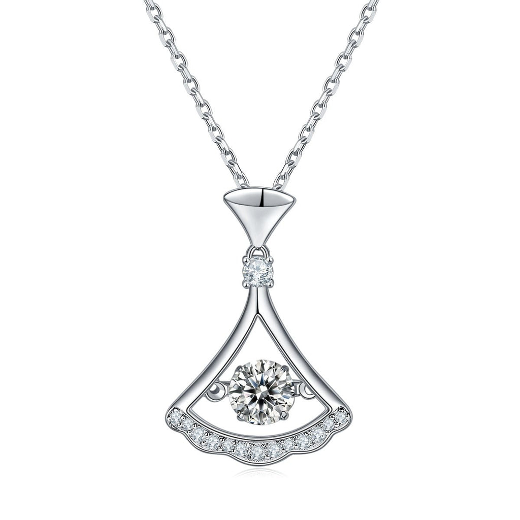 Collier pendentif éventail en argent sterling S925 0,5 ct Moissanite D VVS1, plaqué platine, chaîne 45 cm, boîte cadeau certifiée GRA - IVOIRART.COM