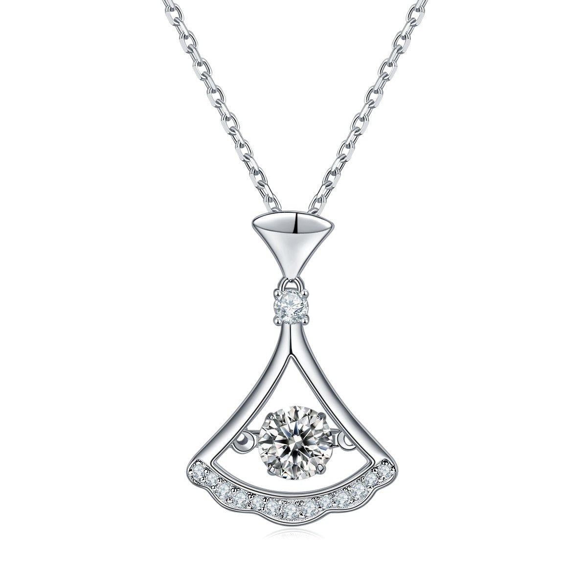 Collier pendentif éventail en argent sterling S925 0,5 ct Moissanite D VVS1, plaqué platine, chaîne 45 cm, boîte cadeau certifiée GRA - IVOIRART.COM