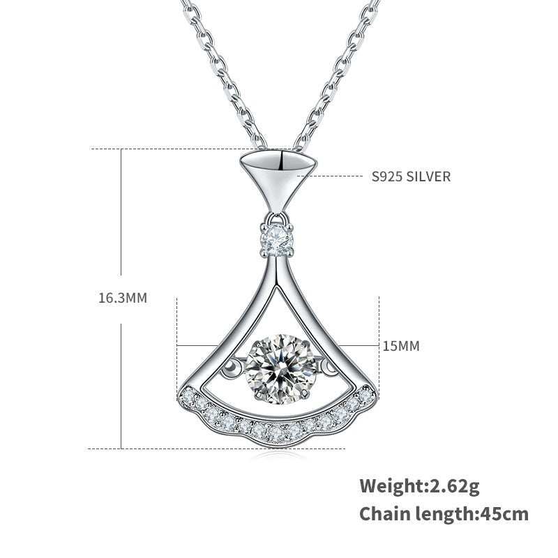 Collier pendentif éventail en argent sterling S925 0,5 ct Moissanite D VVS1, plaqué platine, chaîne 45 cm, boîte cadeau certifiée GRA - IVOIRART.COM