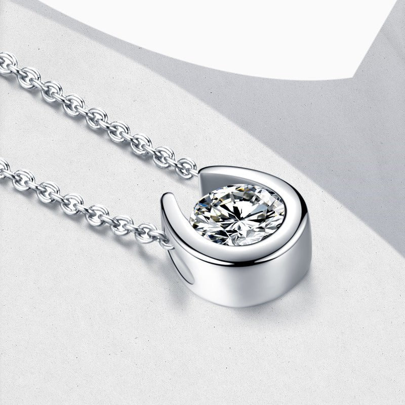Collier pendentif fer à cheval S925 Argent 1ct Moissanite D-VVS1, plaqué platine + - IVOIRART.COM
