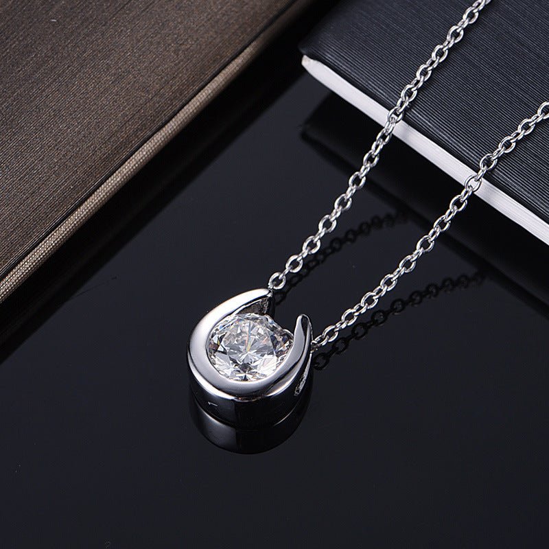 Collier pendentif fer à cheval S925 Argent 1ct Moissanite D-VVS1, plaqué platine + - IVOIRART.COM